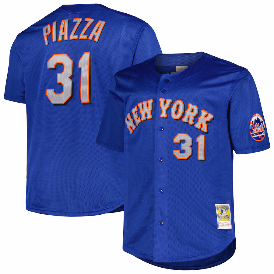 Men's New York Mets Mike Piazza Mitchell & Ness Royal Big & Tall Cooperstown Collection Mesh Batting Practice Jersey - Puhuasuan