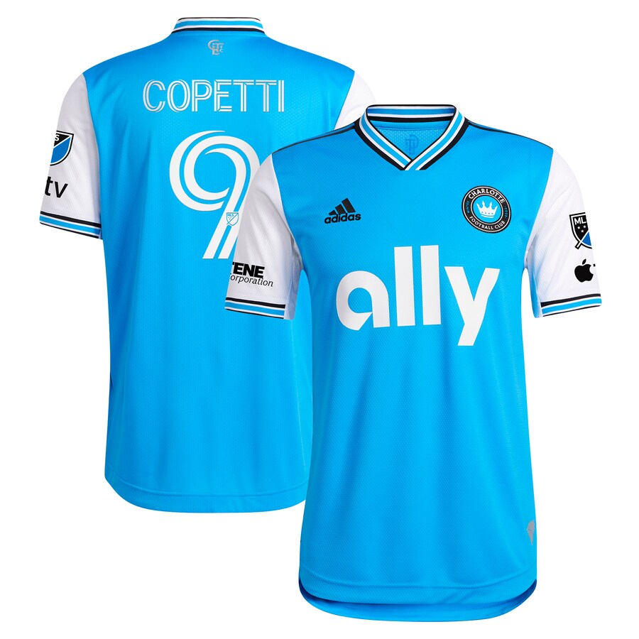 Men's Charlotte FC Enzo Copetti adidas Blue 2023 Newly Minted Authentic Player Jersey - Puhuasuan