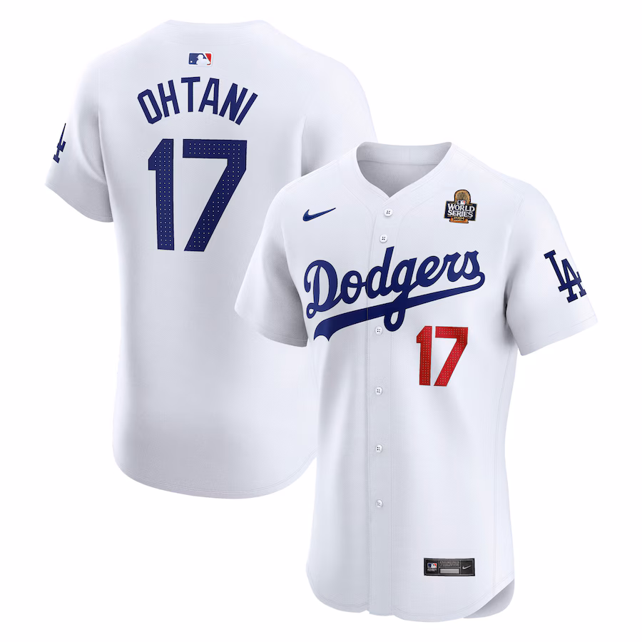 Men's Los Angeles Dodgers Shohei Ohtani Nike White 2024 World Series Home Elite Player Jersey - Puhuasuan