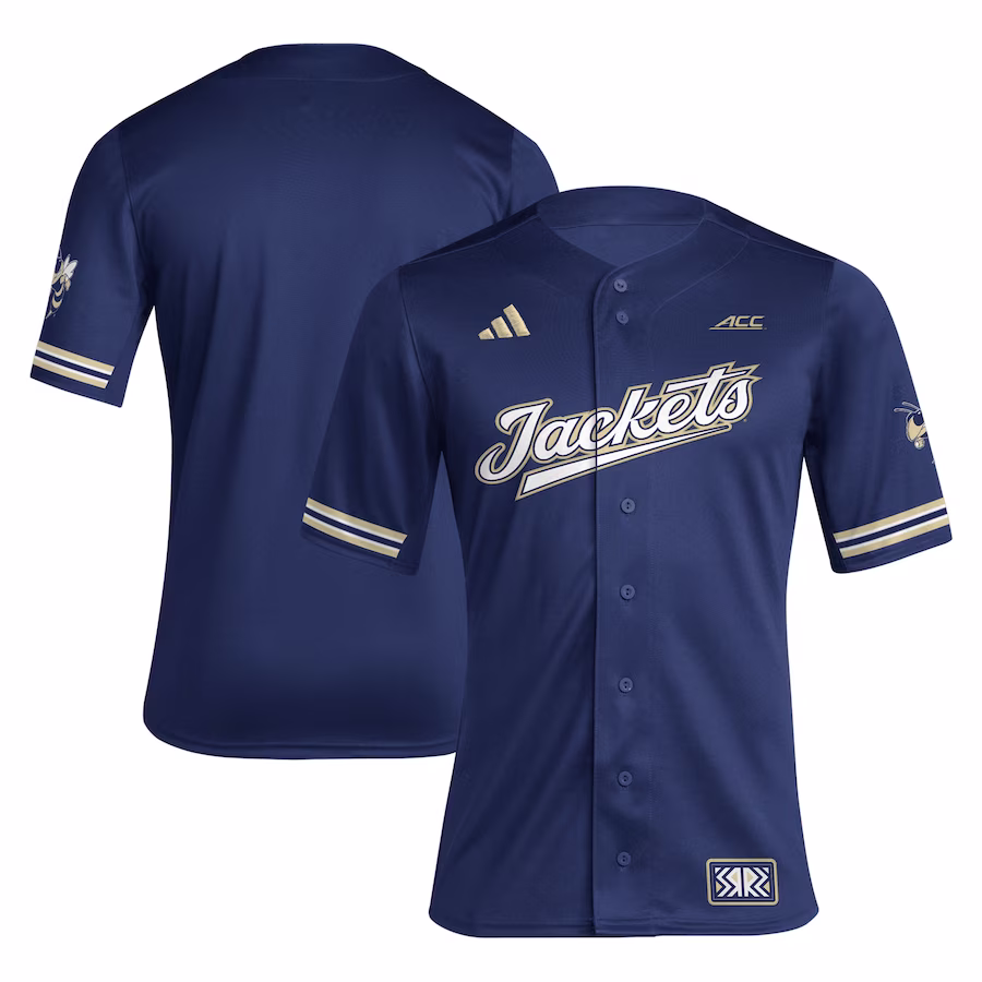 Georgia Tech Yellow Jackets adidas Reverse Retro Replica Baseball Jersey - Navy - Puhuasuan