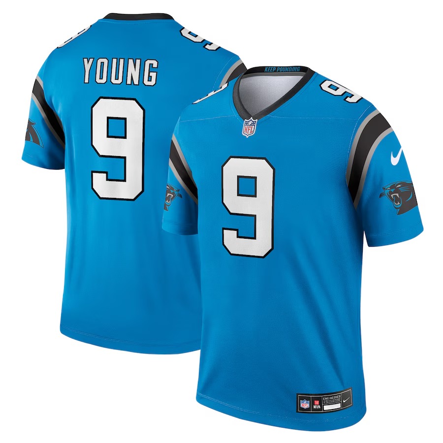 Men's Carolina Panthers Bryce Young Nike Blue Alternate Legend Player Performance Top - Puhuasuan