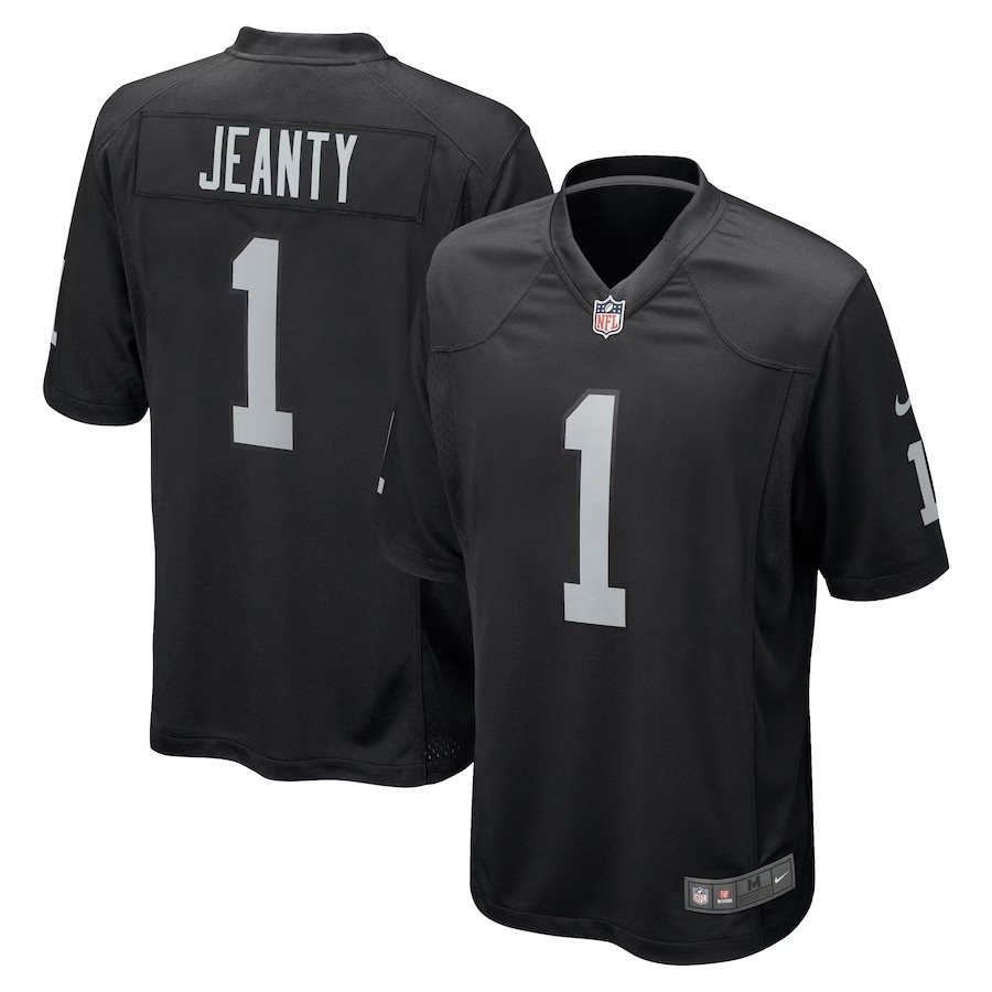 Men's Las Vegas Raiders Ashton Jeanty Nike Black 2025 NFL Draft First Round Pick Game Jersey - Puhuasuan