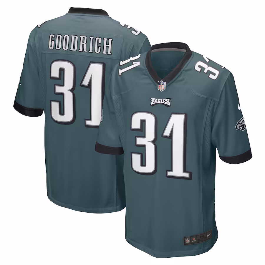 Men's Philadelphia Eagles Mario Goodrich Nike Midnight Green Game Player Jersey - Puhuasuan