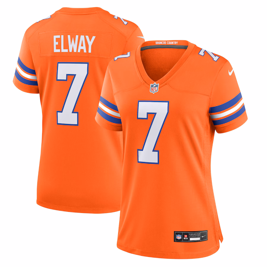 Women's Denver Broncos John Elway Nike Orange Mile High Collection 1977 Throwback Player Game Jersey - Puhuasuan