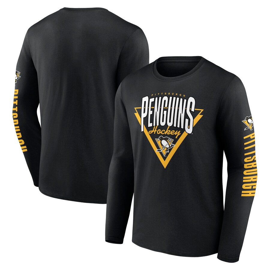 Men's Pittsburgh Penguins Fanatics Black Headline Long Sleeve T-Shirt - Puhuasuan