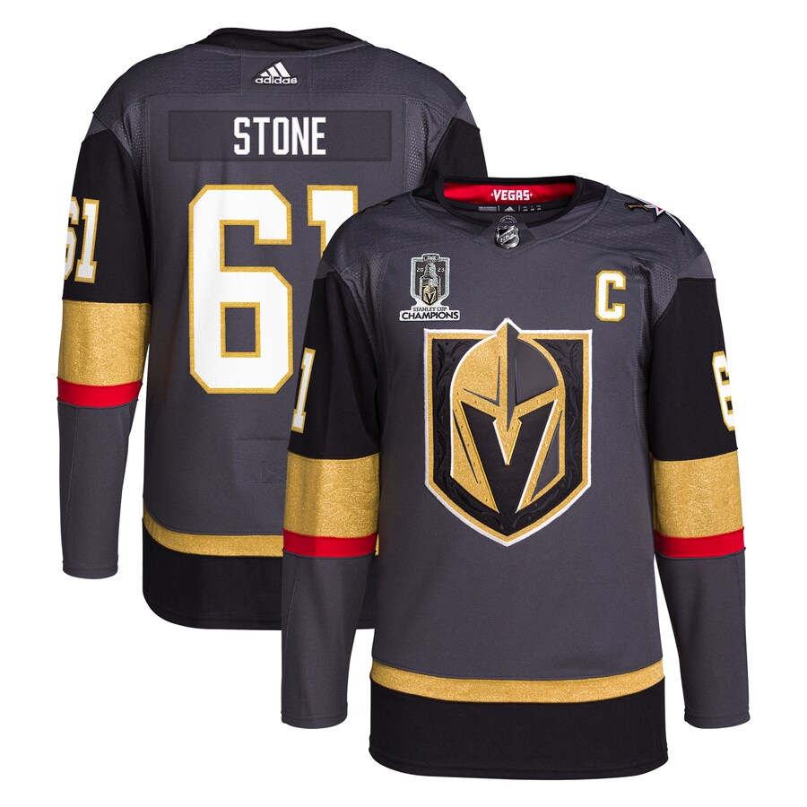 Men's Vegas Golden Knights Mark Stone adidas Gray 2023 Stanley Cup Champions Authentic Alternate Player Jersey - Puhuasuan