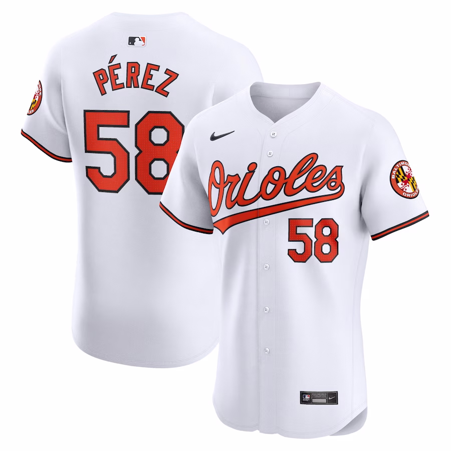 Men's Baltimore Orioles Cionel Perez Nike White Home Elite Player Jersey - Puhuasuan
