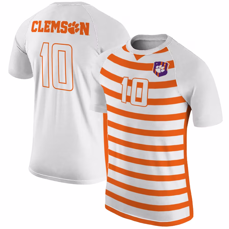 #10 Clemson Tigers Original Retro Brand Soccer Jersey - White - Puhuasuan
