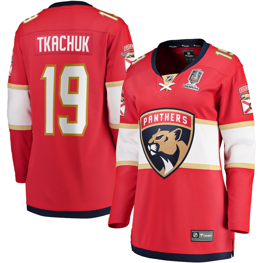 Women's Florida Panthers Matthew Tkachuk Fanatics Red Home 2024 Stanley Cup Champions Breakaway Player Jersey - Puhuasuan