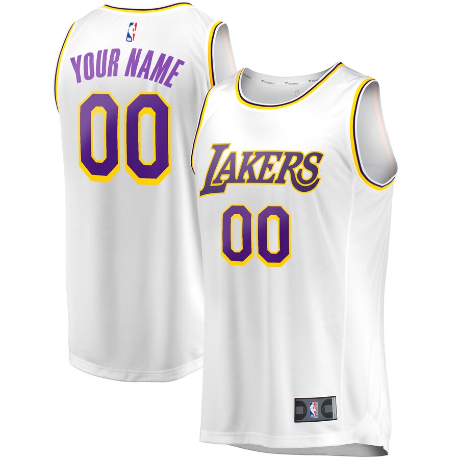 Men's Los Angeles Lakers Fanatics White Fast Break Custom Replica Jersey - Association Edition - Puhuasuan