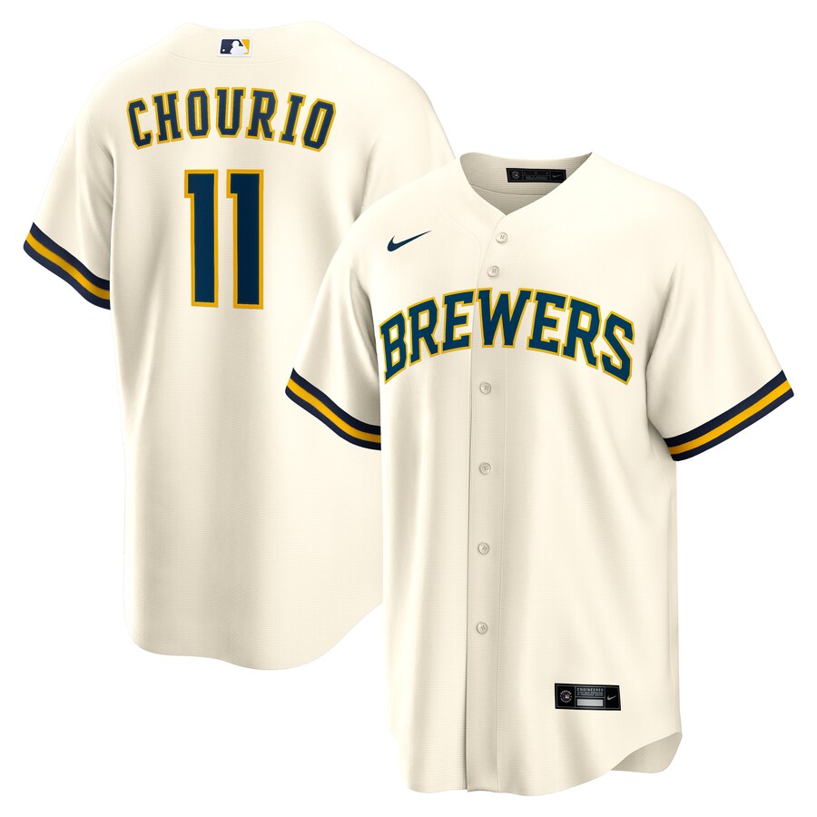 Men's Milwaukee Brewers Jackson Chourio Nike Cream Home Replica Jersey - Puhuasuan
