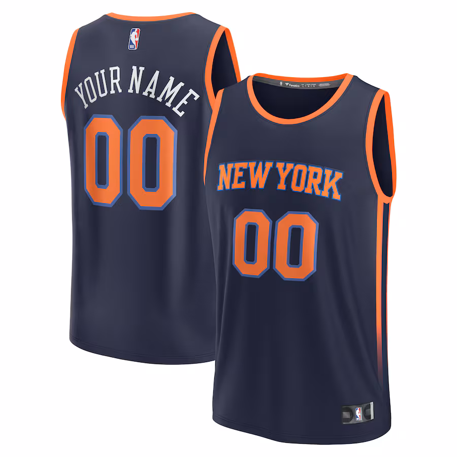 Men's New York Knicks  Fanatics Navy Fast Break Custom Jersey - Statement Edition - Puhuasuan