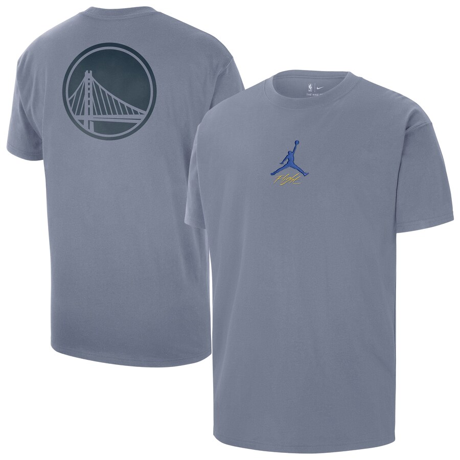 Men's Golden State Warriors Jordan Brand Blue Statement Edition Jumpman Flight Heavyweight T-Shirt - Puhuasuan