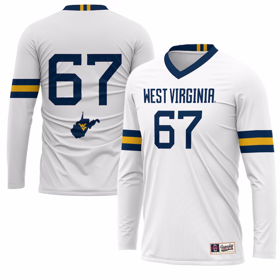 #1 West Virginia Mountaineers GameDay Greats Unisex Lightweight Volleyball Jersey - White - Puhuasuan