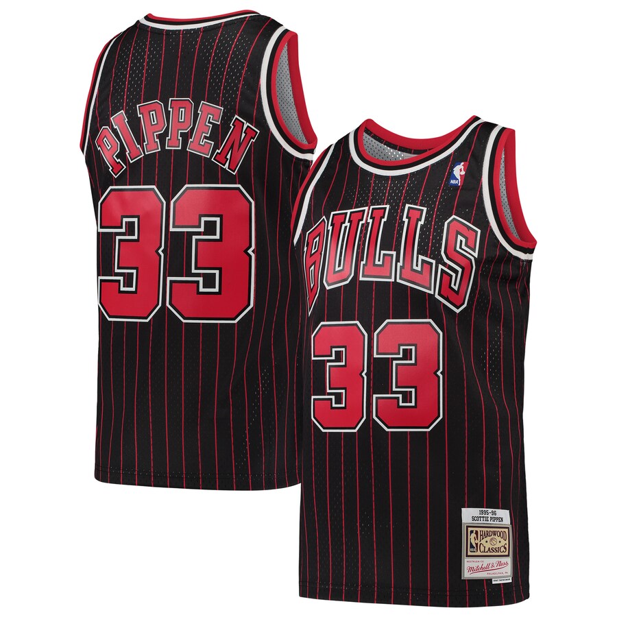 Men's Chicago Bulls Scottie Pippen Mitchell & Ness Black Hardwood Classics Swingman Jersey - Puhuasuan