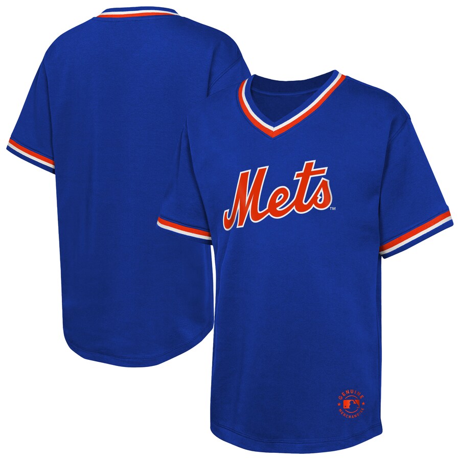 Youth New York Mets Royal Relief Pitcher V-Neck T-Shirt - Puhuasuan
