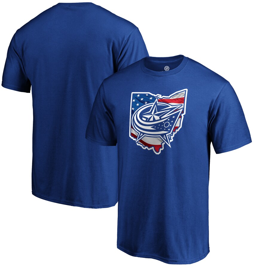 Men's Columbus Blue Jackets Royal NHL Banner State T-Shirt - Puhuasuan