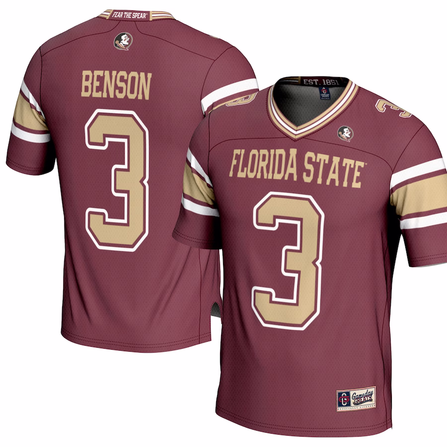 Trey Benson Florida State Seminoles GameDay Greats NIL Player Football Jersey - Garnet - Puhuasuan