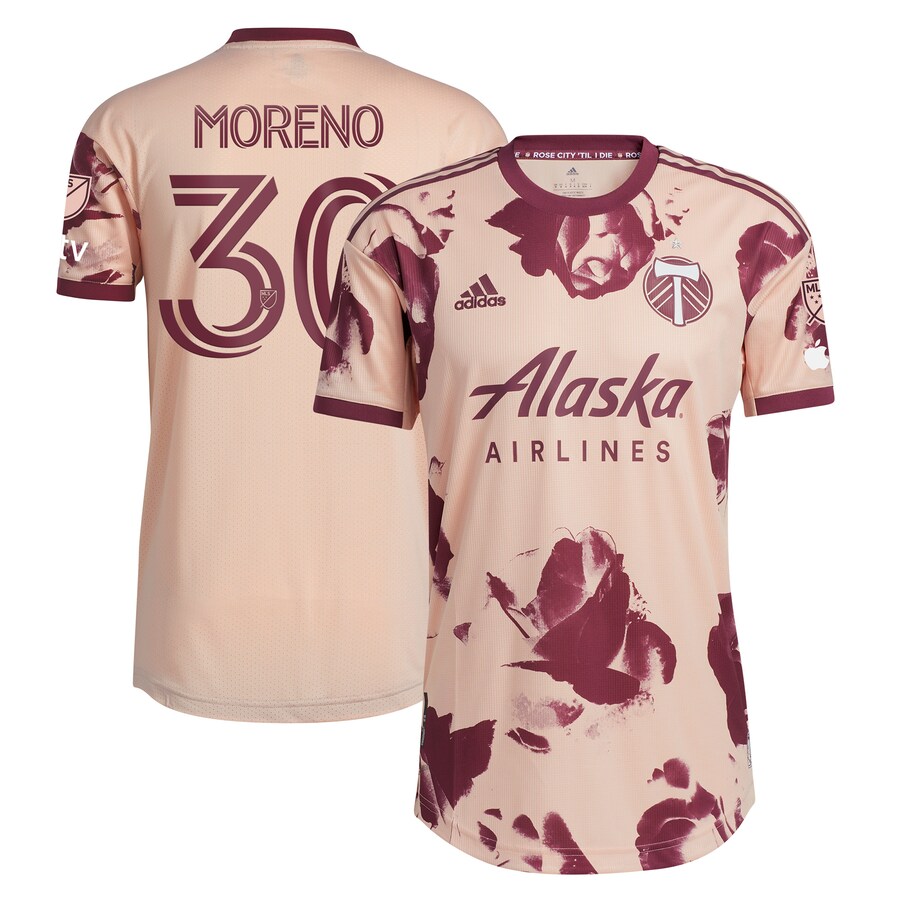 Men's Portland Timbers Santiago Moreno adidas Pink 2023 Heritage Rose Kit Authentic Player Jersey - Puhuasuan