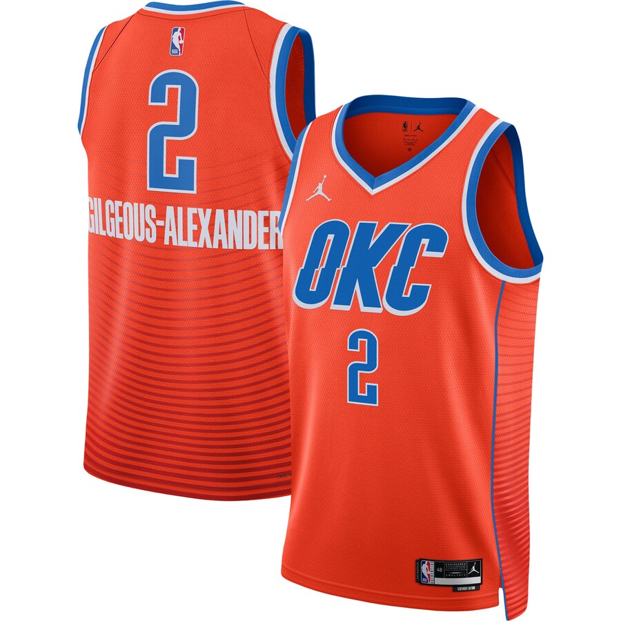 Unisex Oklahoma City Thunder Shai Gilgeous-Alexander Jordan Brand Orange Swingman Jersey - Statement Edition - Puhuasuan