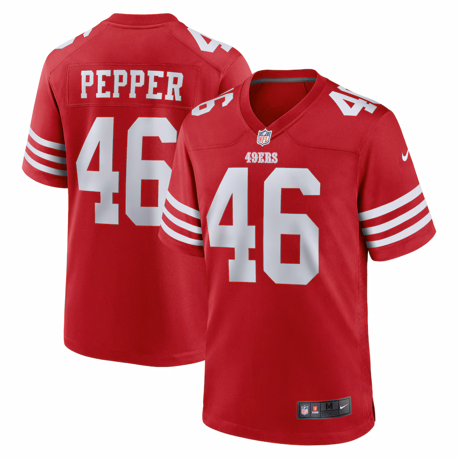 Men's San Francisco 49ers Taybor Pepper Nike Scarlet Game Jersey - Puhuasuan