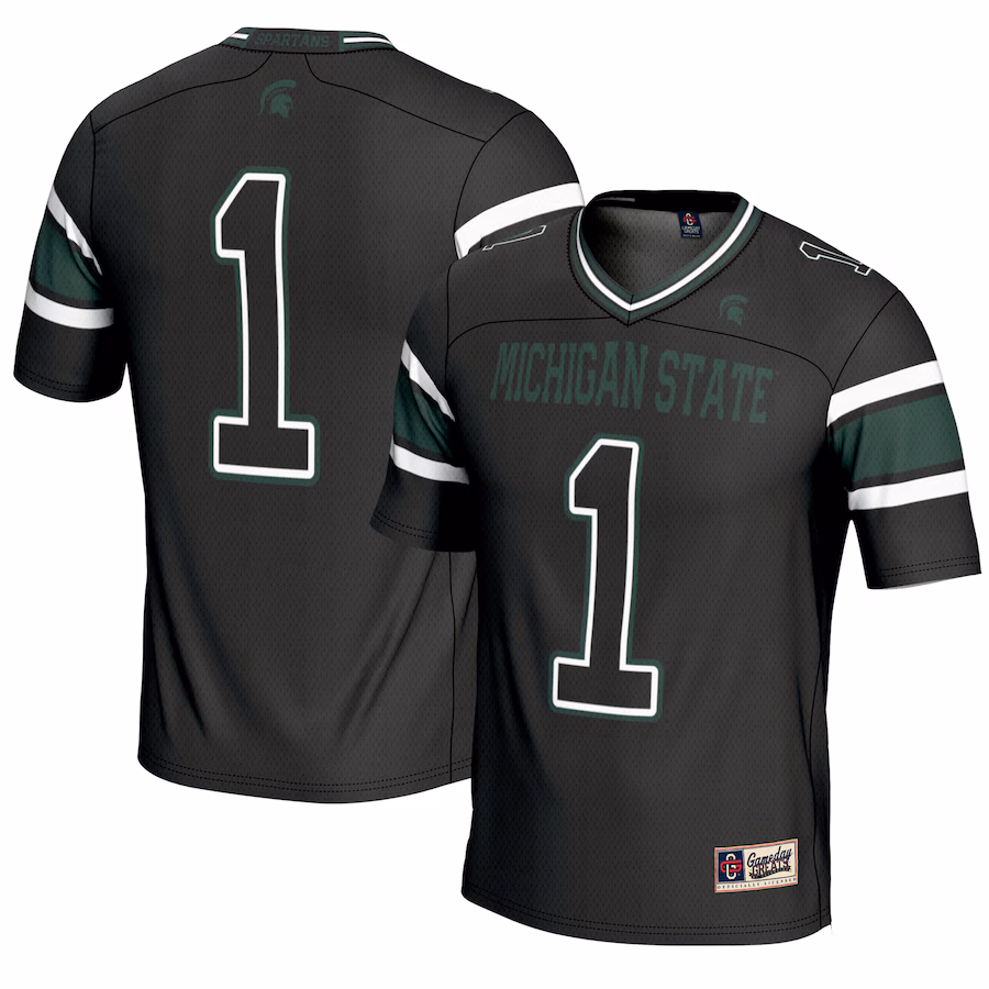 Youth GameDay Greats #1 Black Michigan State Spartans Endzone Football Jersey - Puhuasuan