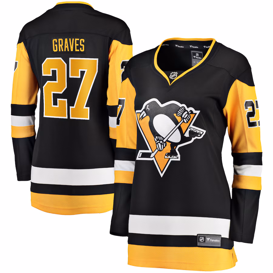 Women's Pittsburgh Penguins Ryan Graves Fanatics Black Home Breakaway Player Jersey - Puhuasuan