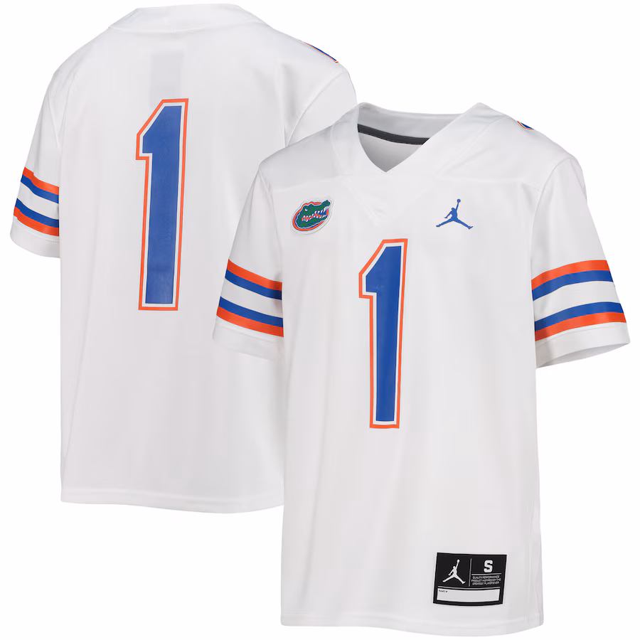 #1 Florida Gators Jordan Brand Youth Untouchable Football Team Jersey - White - Puhuasuan