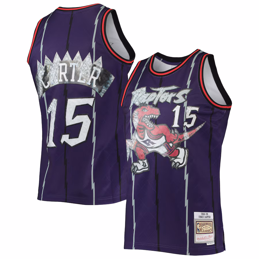 Men's Toronto Raptors Vince Carter Mitchell & Ness Purple 1998/99 Hardwood Classics NBA 75th Anniversary Diamond Swingman Jersey - Puhuasuan