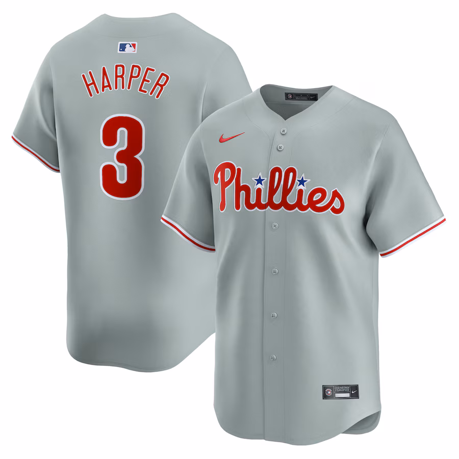 Men's Philadelphia Phillies Bryce Harper Nike Gray Away Limited Player Jersey - Puhuasuan