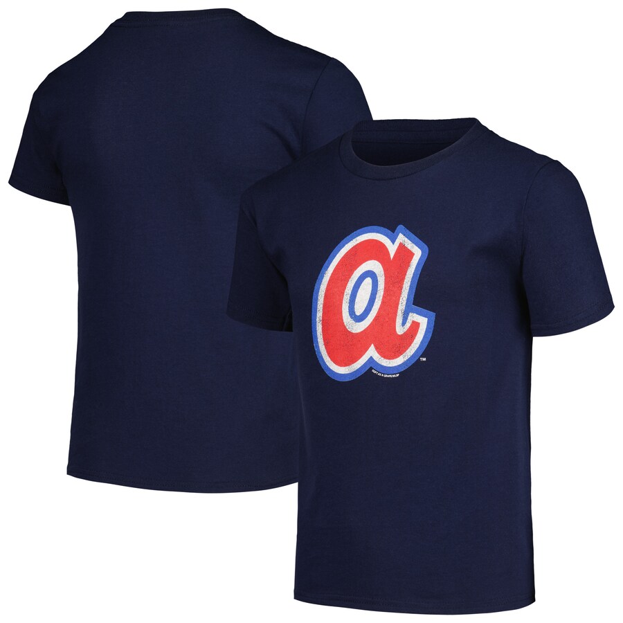 Youth Atlanta Braves Soft as a Grape Navy Cooperstown Collection T-Shirt - Puhuasuan