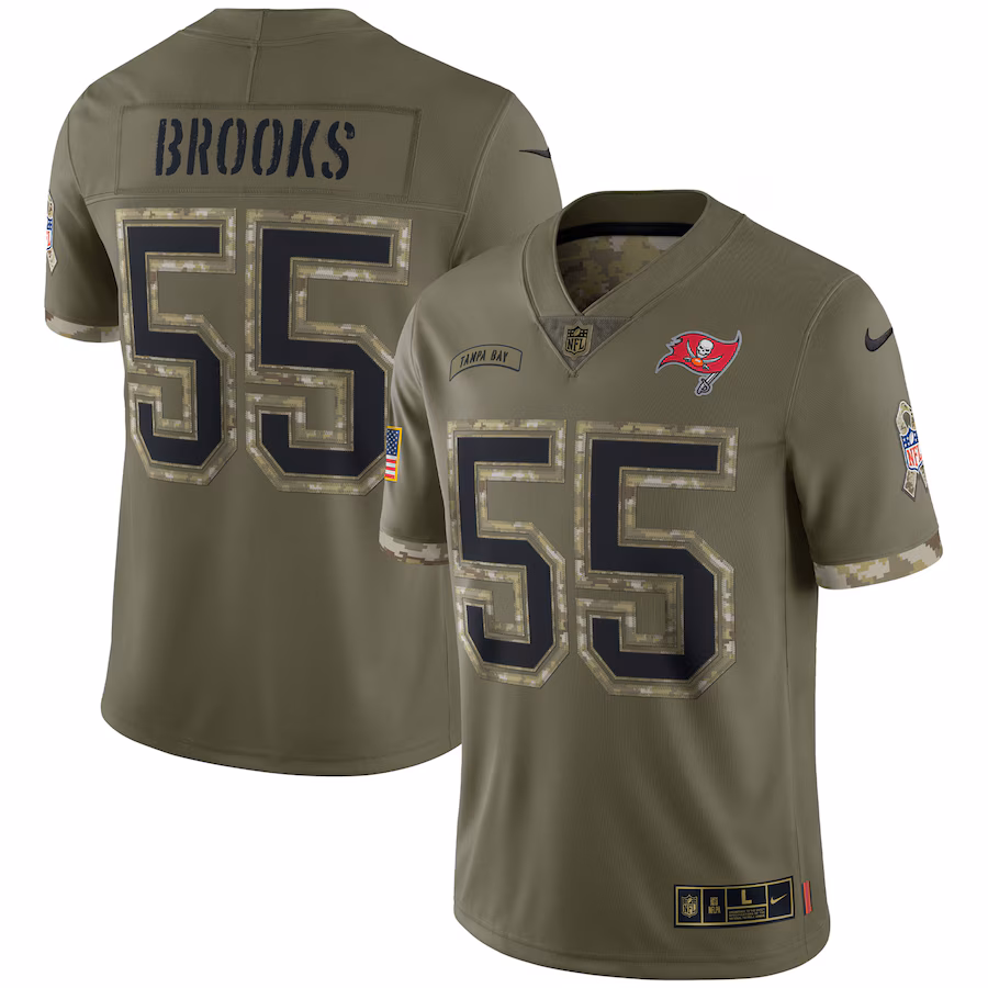 Men's Tampa Bay Buccaneers Derrick Brooks Nike Olive 2022 Salute To Service Retired Player Limited Jersey - Puhuasuan