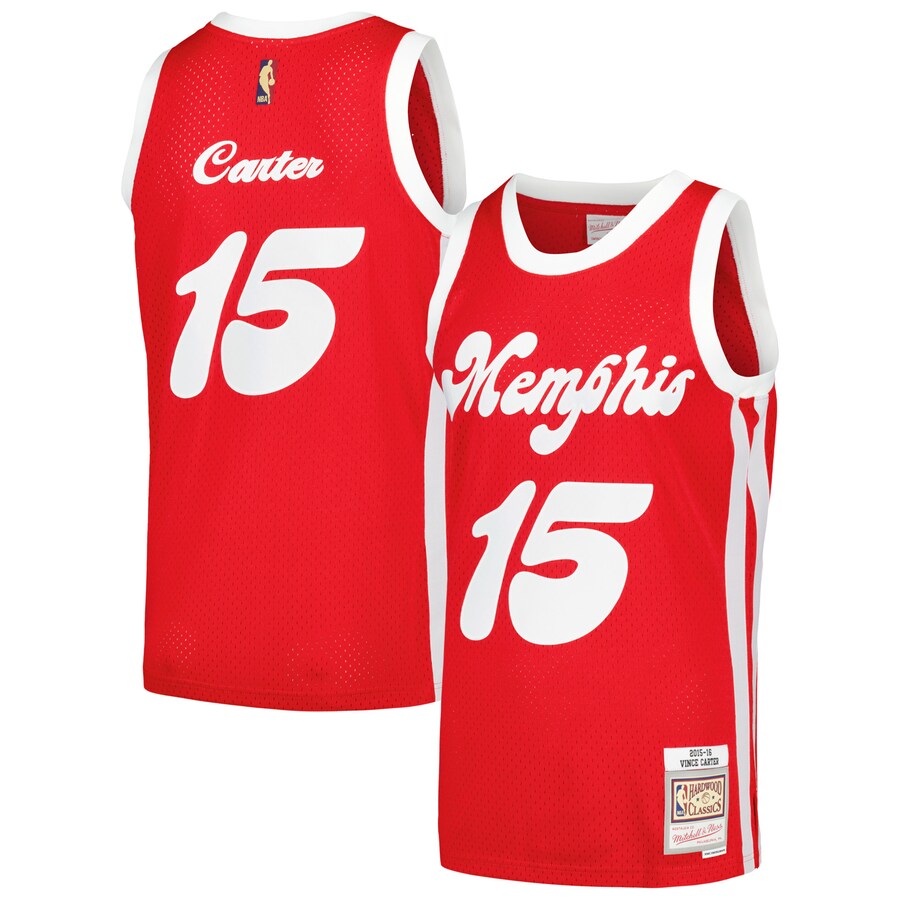 Men's Memphis Grizzlies Vince Carter Mitchell & Ness Red  2015/16 Hardwood Classics Swingman Jersey - Puhuasuan