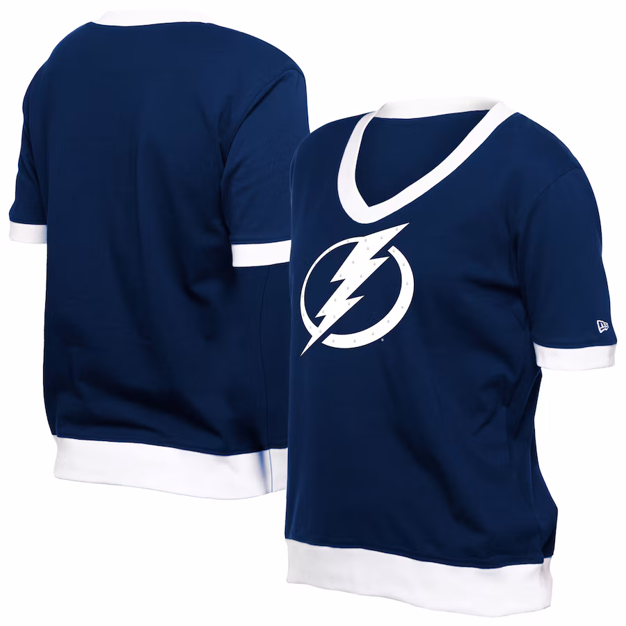 Women's Tampa Bay Lightning New Era Blue Game Day Rhinestuds T-Shirt - Puhuasuan