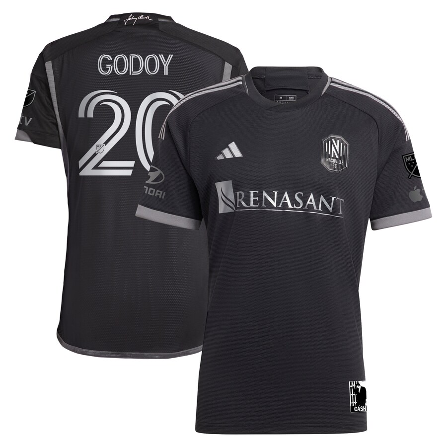 Men's Nashville SC Anibal Godoy adidas Black 2023 Man In Black Kit Authentic Player Jersey - Puhuasuan