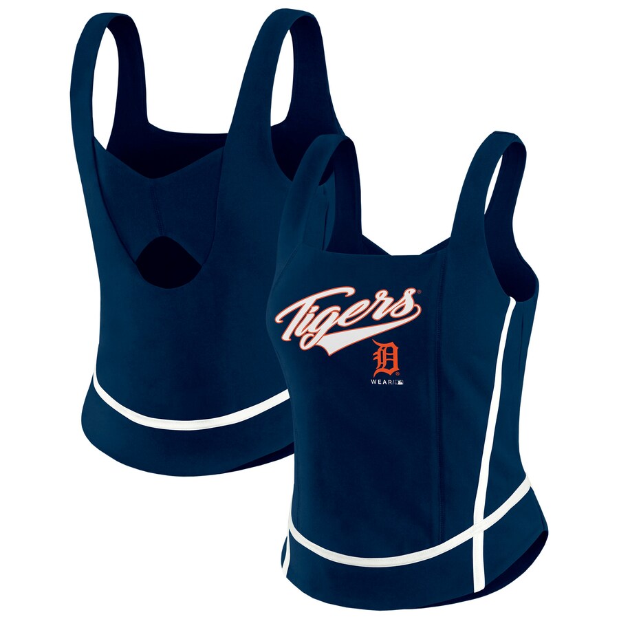 Women's Detroit Tigers WEAR by Erin Andrews Navy Square Neck Tank Top - Puhuasuan