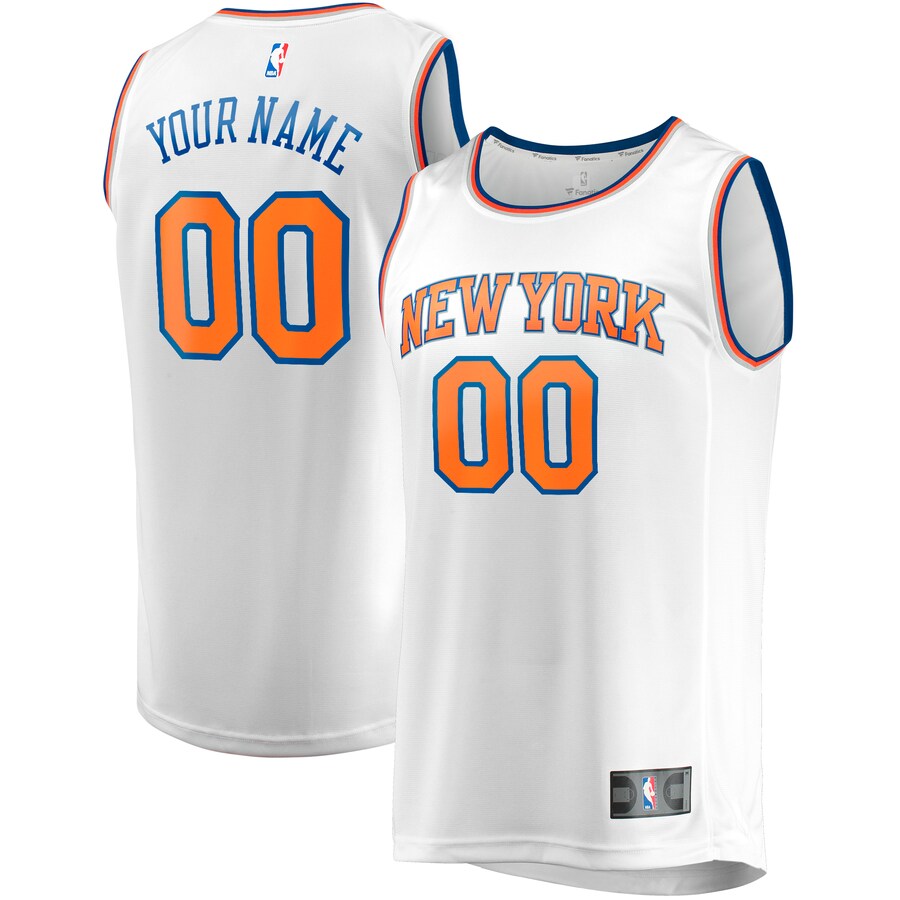 Men's New York Knicks Fanatics White Fast Break Custom Replica Jersey - Association Edition - Puhuasuan
