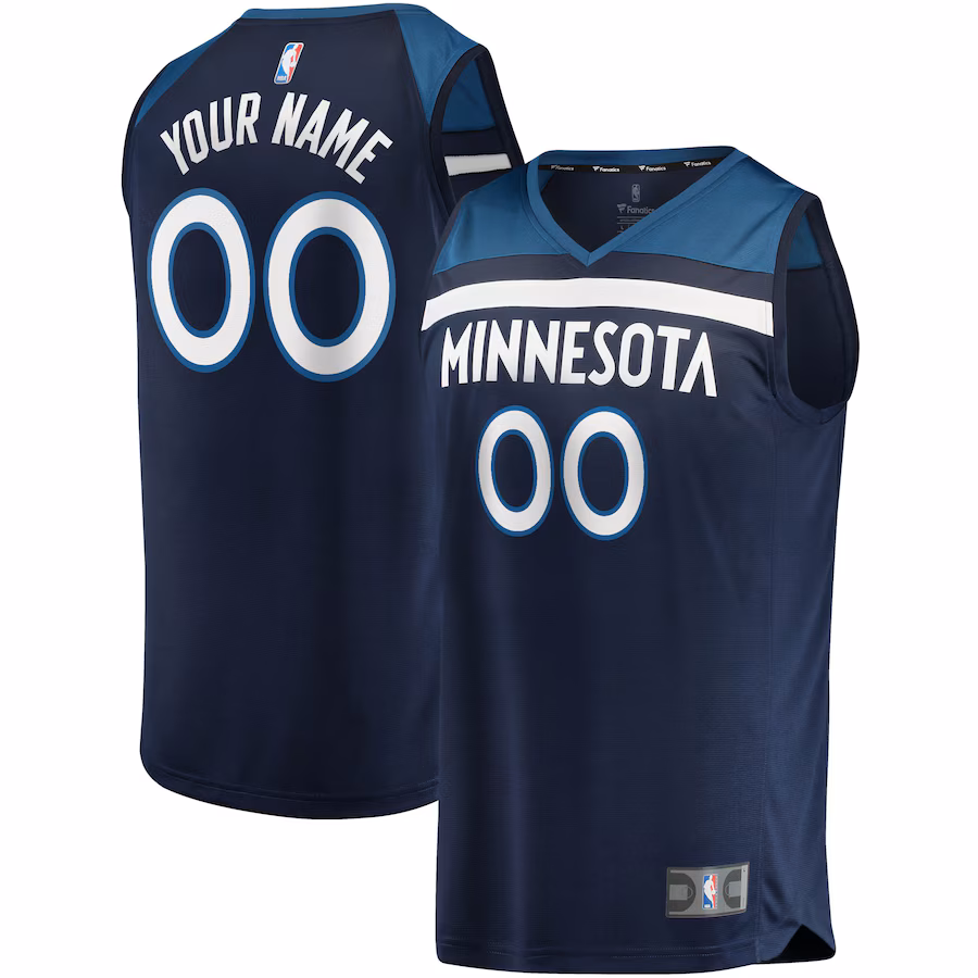 Men's Minnesota Timberwolves Fanatics Navy Fast Break Custom Replica Jersey - Icon Edition - Puhuasuan