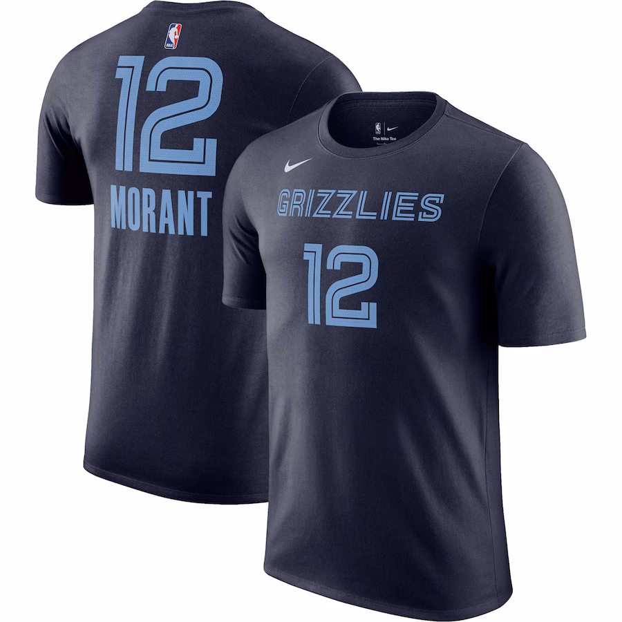 Men's Memphis Grizzlies Ja Morant Nike Navy Icon 2022/23 Name & Number T-Shirt - Puhuasuan
