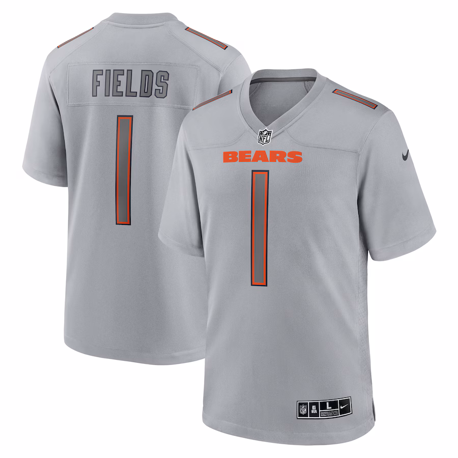 Men's Chicago Bears Justin Fields Nike Gray Atmosphere Fashion Game Jersey - Puhuasuan