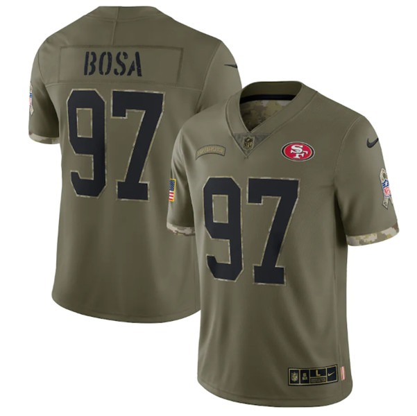 Men's San Francisco 49ers #97 Nick Bosa 2022 Olive Salute To Service Limited Stitched Jersey - Puhuasuan