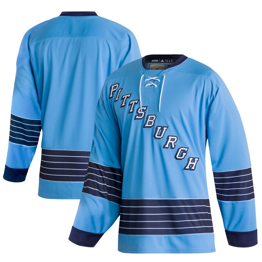 Men's Pittsburgh Penguins adidas Light Blue Team Classics Authentic Blank Jersey - Puhuasuan