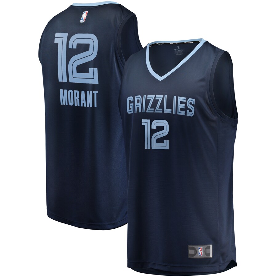 Men's Memphis Grizzlies Ja Morant Fanatics Navy Big & Tall Fast Break Player Jersey - Icon Edition - Puhuasuan