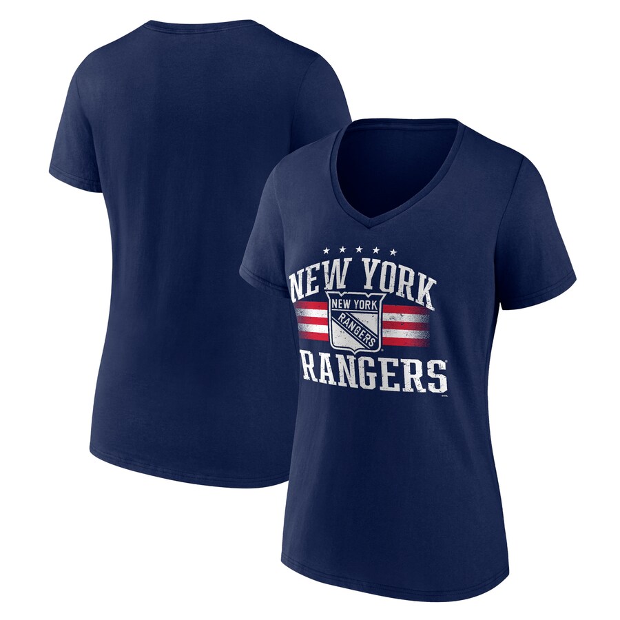 Women's New York Rangers Navy Americana Team V-Neck T-Shirt - Puhuasuan