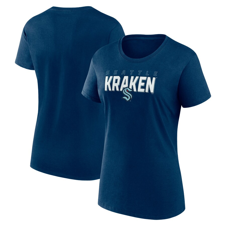 Women's Seattle Kraken Navy Launch Scoop Neck T-Shirt - Puhuasuan