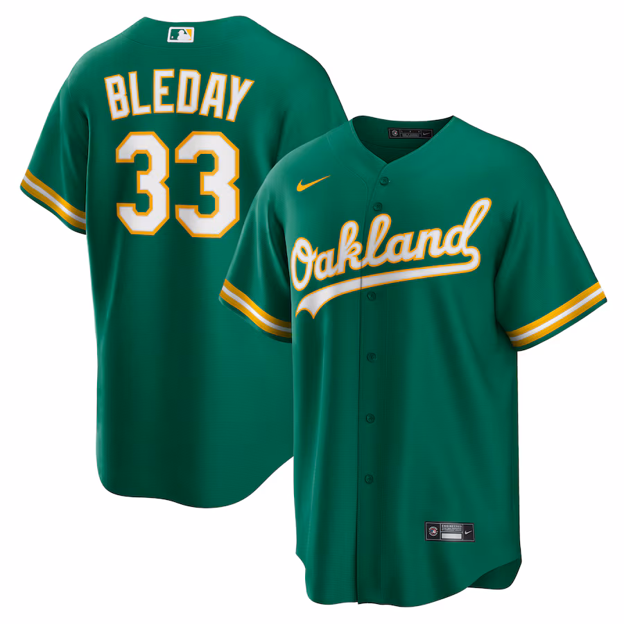 Men's Oakland Athletics JJ Bleday Nike Kelly Green Alternate Replica Jersey - Puhuasuan