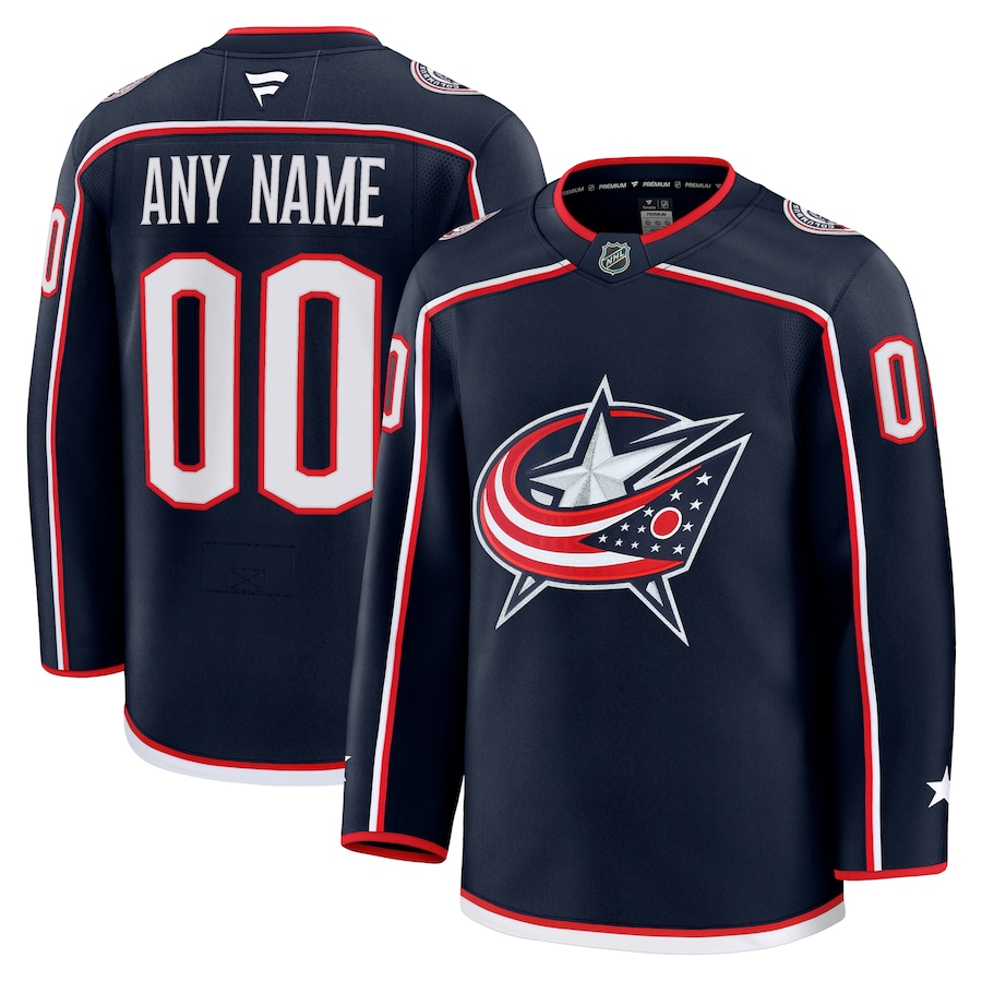 Men's Columbus Blue Jackets Fanatics Navy Home Premium Custom Jersey - Puhuasuan