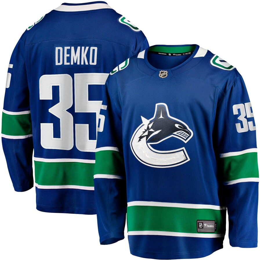 Men's Vancouver Canucks Thatcher Demko Fanatics Branded Blue Home Breakaway Jersey - Puhuasuan