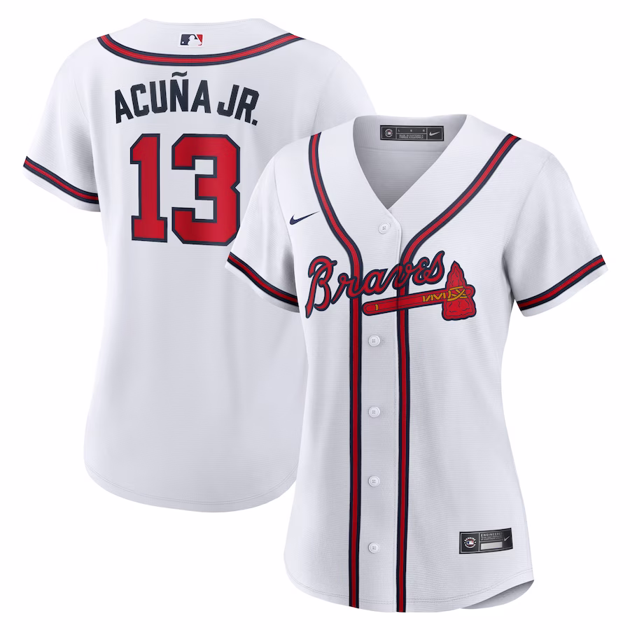 Women's Atlanta Braves Ronald Acuna Jr. Nike White Home Replica Player Jersey - Puhuasuan