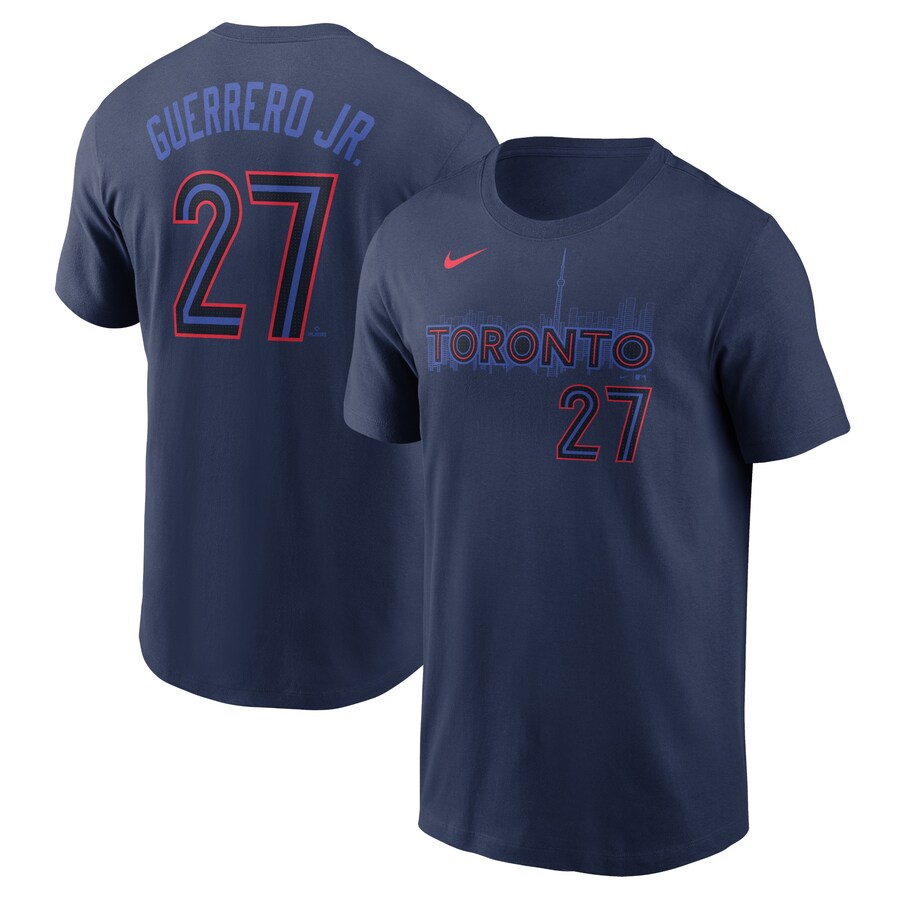 Men's Toronto Blue Jays Vladimir Guerrero Jr. Nike Navy 2024 City Connect Name & Number T-Shirt - Puhuasuan